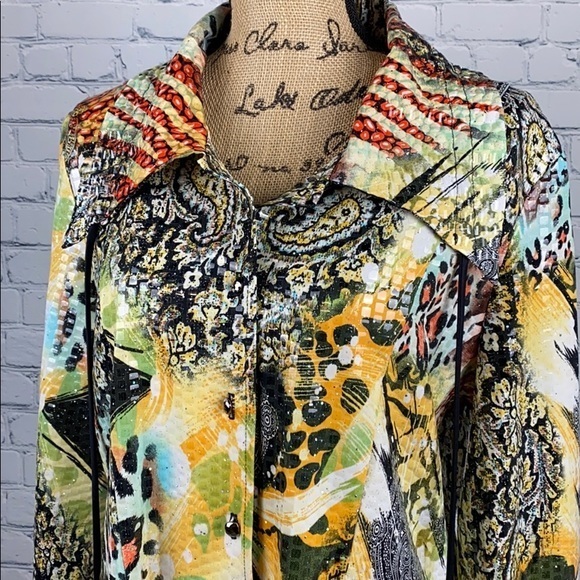 IC Collections Vintage Abstract Paillettes Shirt - Picture 2 of 9